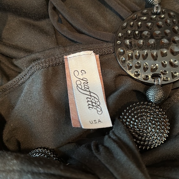 C. Graffitti black wood beads halter long dress - Picture 6 of 8